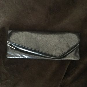 HOBO metallic distressed leather clutch