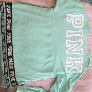Mint green, long sleeve, large shirt from pink