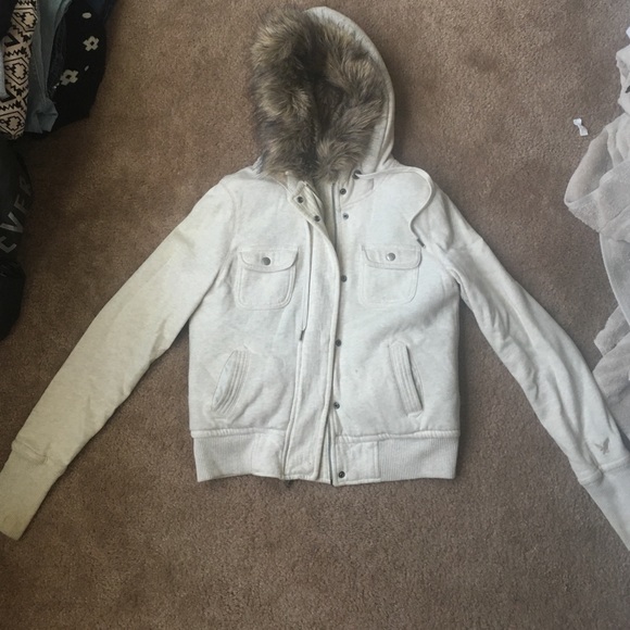 American eagle faux fur lined coat