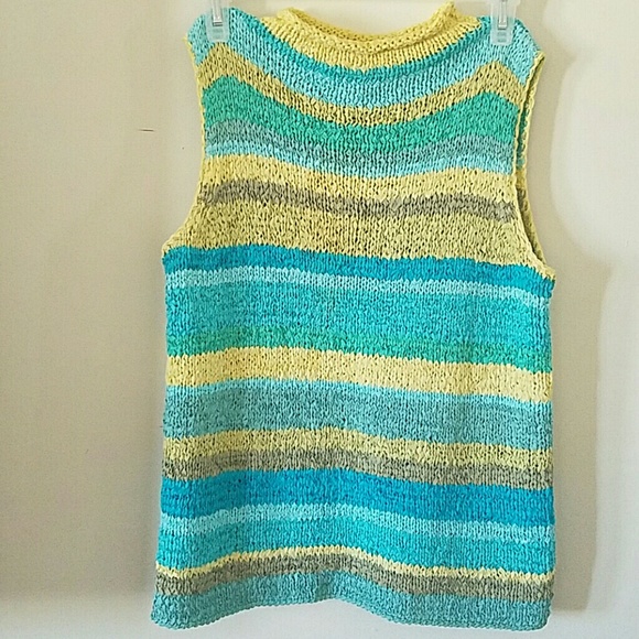 Striped knit sleeveless sweater