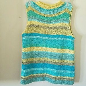 Striped knit sleeveless sweater