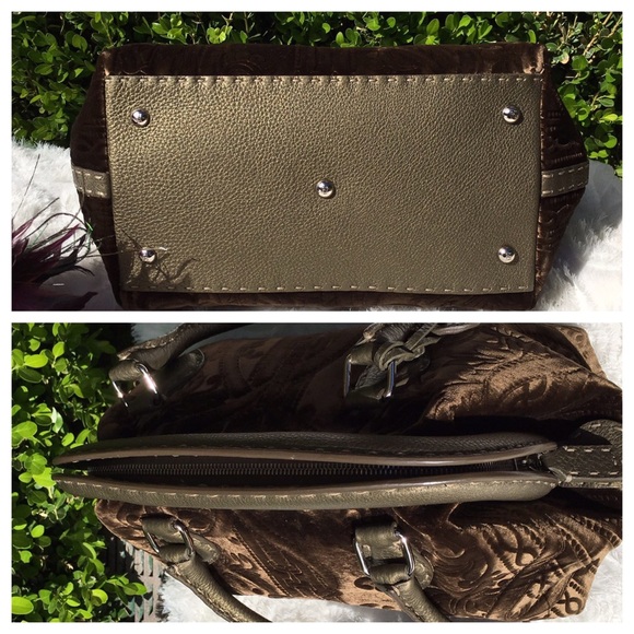 VINTAGE FENDI VELVET OLIVE GREEN SELLERIA BAG - Picture 4 of 7