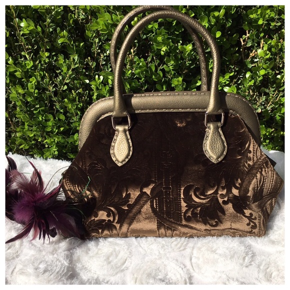 VINTAGE FENDI VELVET OLIVE GREEN SELLERIA BAG - Picture 2 of 7