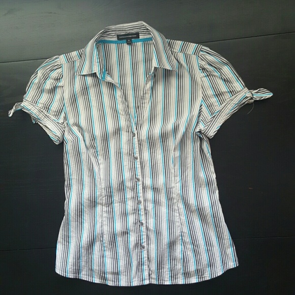 Striped fitted button down blouse