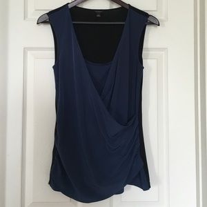 Small navy faux wrap top