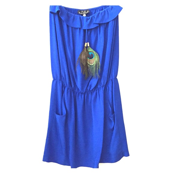 Karina Grimaldi strapless blue dress