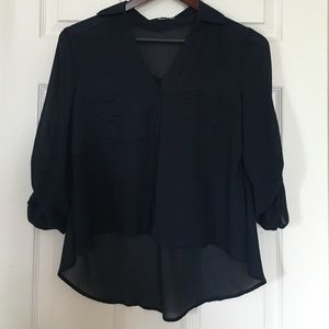Small sheer navy top