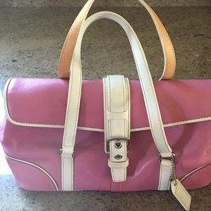 Authentic Pink & White Leather Coach purse