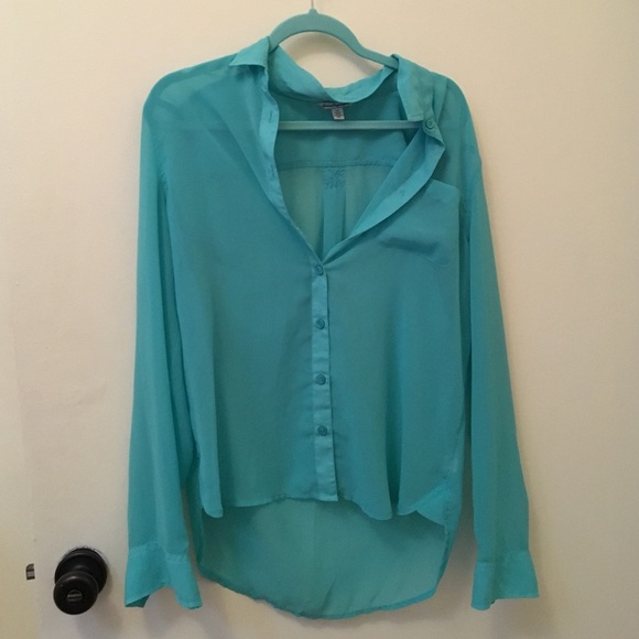 Teal button down