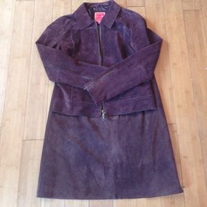 Brown Suede Jacket With Matching Skirt