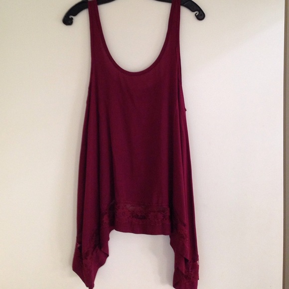 Free People maroon tank with lace bottom