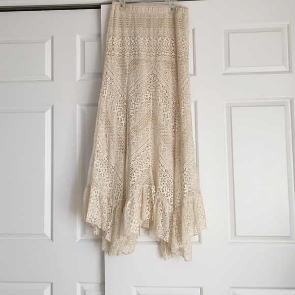 Off white, lace maxi skirt