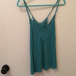 Teal cross back tank top