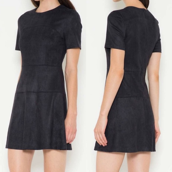 ‼️SALE‼️Faux Suede A-Line Dress-Black - Picture 2 of 3