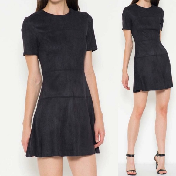 ‼️SALE‼️Faux Suede A-Line Dress-Black - Picture 3 of 3
