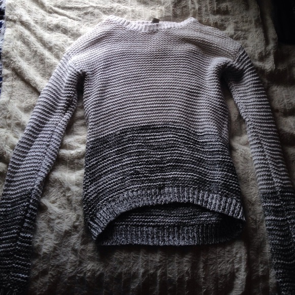 White and black ombré knit sweater