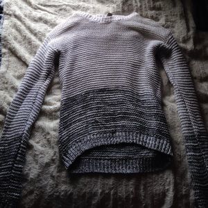 White and black ombré knit sweater