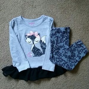 Adorable cat shirt and pants set