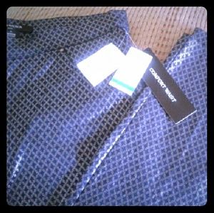 Navy Blue and Gold Print Pants