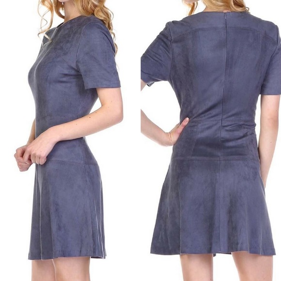 ‼️SALE‼️Faux Suede A-Line Dress-Charcoal - Picture 2 of 3