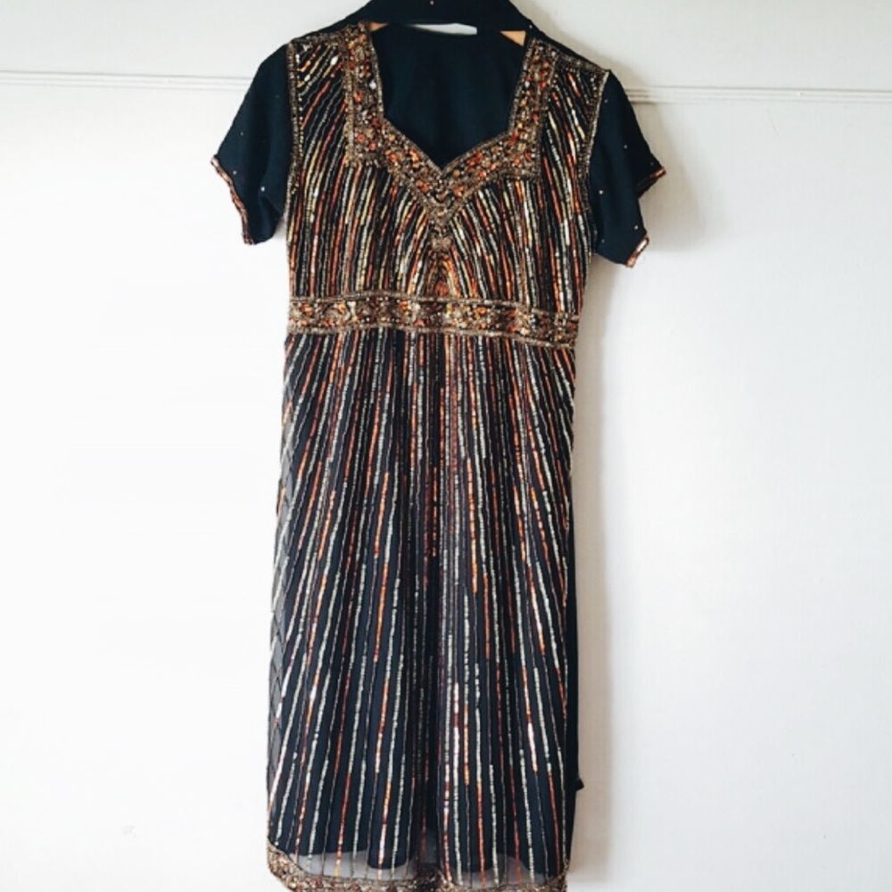 NWOT Black Gold Salwar Kameez Indian Party Dress