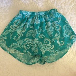 Paisley aqua shorts