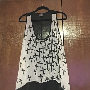 Sheer cross high low tank