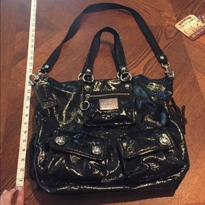 Large authentic Coach black patent leather bag