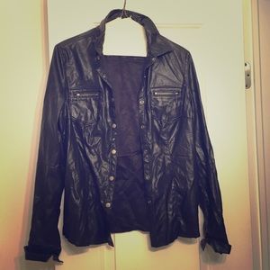 Free People vegan leather shirt