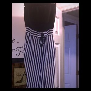 striped drawstring jumpsuit