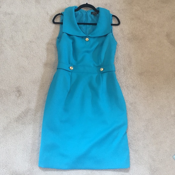 Tahari Turquoise Sleeveless Sheath Dress
