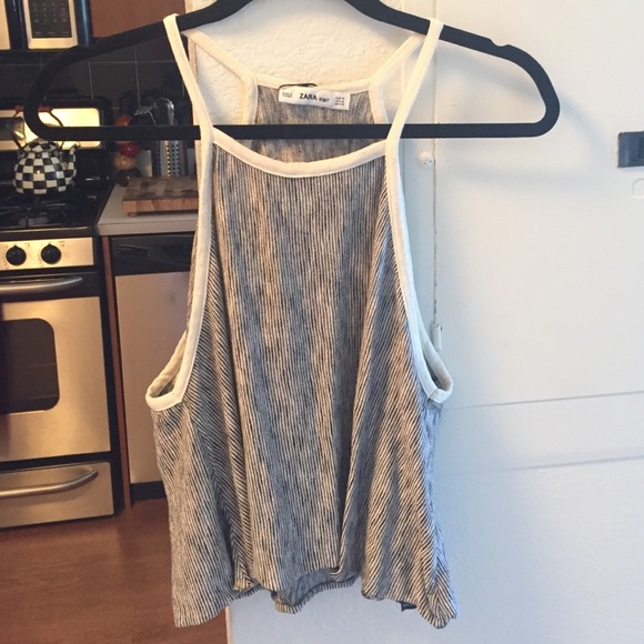 Zara NWT striped black & white tank top size M