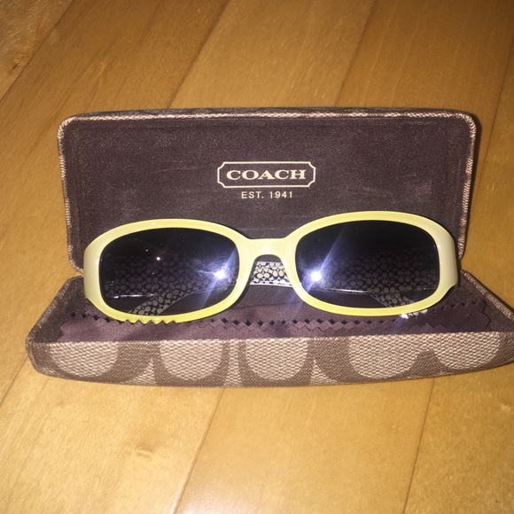 Coach rectangle sunglasses with plastic frame.