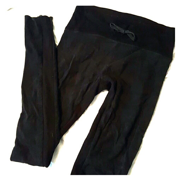 Black suede spandex block drawstring legging