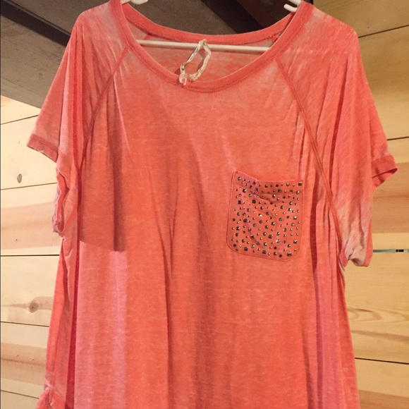 Peachy/Orange burnout Seven7 t-shirt