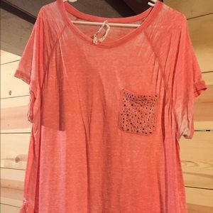 Peachy/Orange burnout Seven7 t-shirt