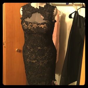 Betsy & Adam Lace Illusion Dress