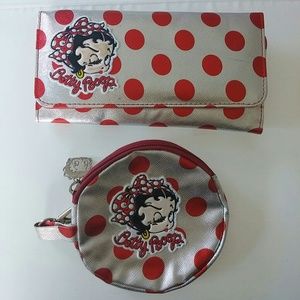 Betty Boop silver wallet and accessory bag
