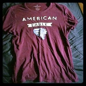 Crimson/Maroon colored American Eagle Tee
