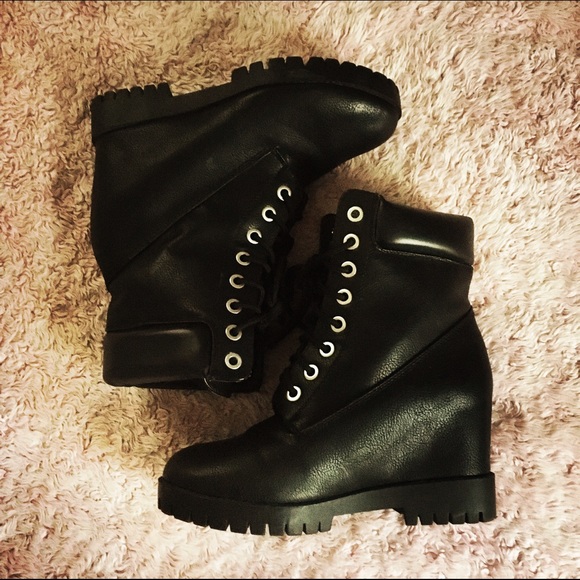4" Wedge Combat Boots