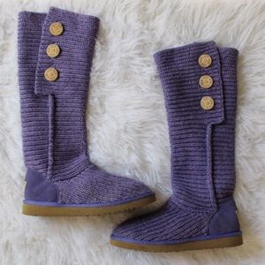 // UGG Classic Cardy Purple Tall Knit Boots //