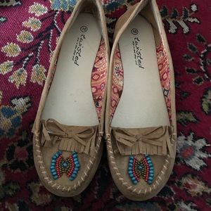 Tan twisted moccasins