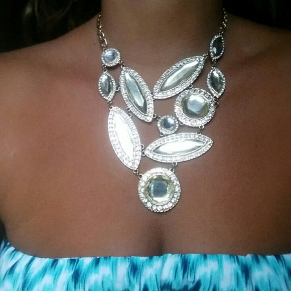 BEBE gold tone large statement necklace