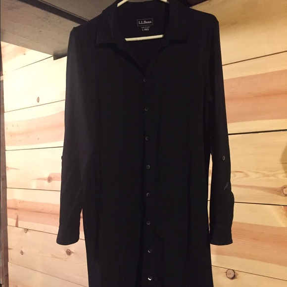 Long sleeve black L.L. Bean t-shirt dress