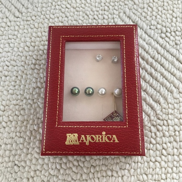MAJORICA Pearl and Cubic Zirconia earring set