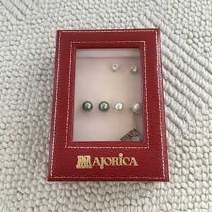 MAJORICA Pearl and Cubic Zirconia earring set