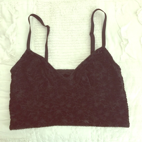 Cute  Free People black velvet lace bralette