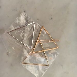 3 triangle and gold hair accessories