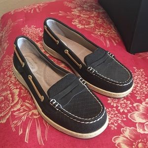 Black Leather Sperry Loafers