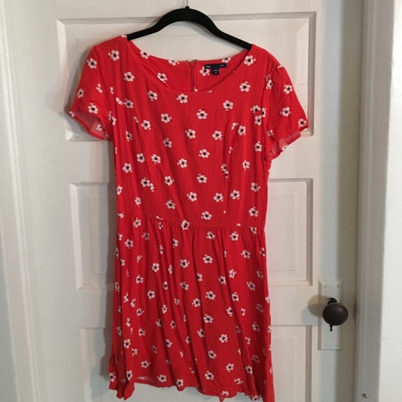 Red and white floral dress from Gap.